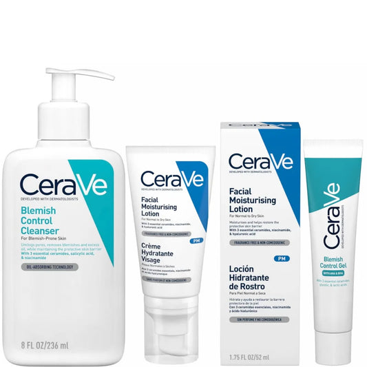 CeraVe 3-Step Blemish Control & Moisturising Evening Routine – Clear, Calm Skin for Oily & Blemish-Prone Types